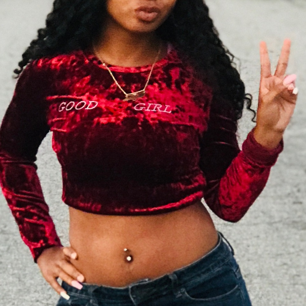 Red velvet crop top